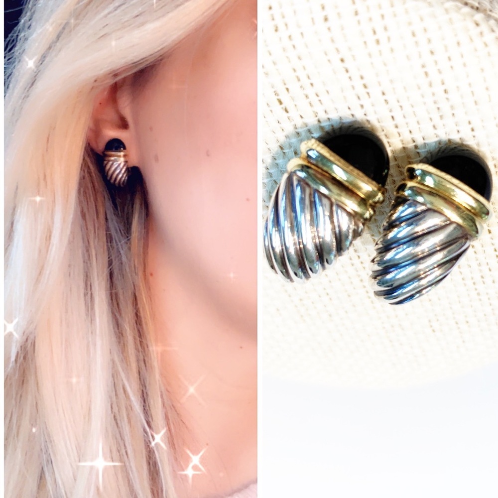 DAVID YURMAN Cable Onyx Waverly Shrimp Earrings